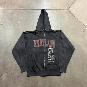 Y2K new Agenda Grey Maryland‎ Terrapins College zip up hoodie size Large